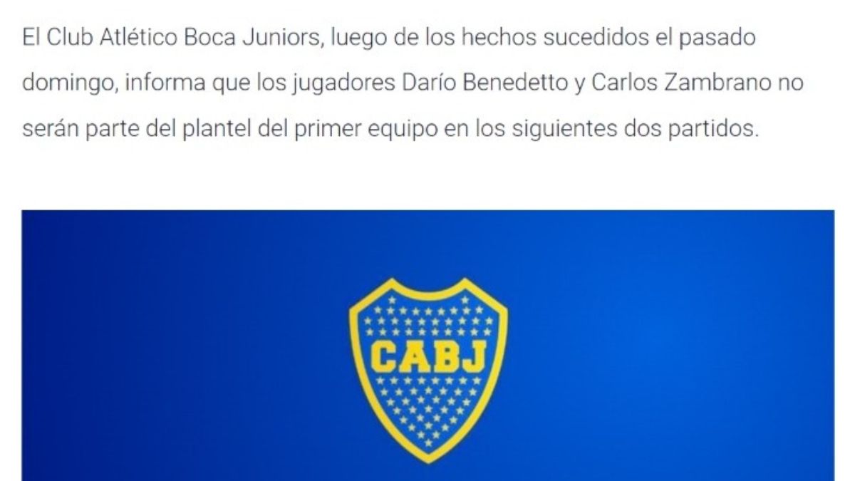 Escándalo en Boca Juan Román Riquelme sancionó con dos partidos a