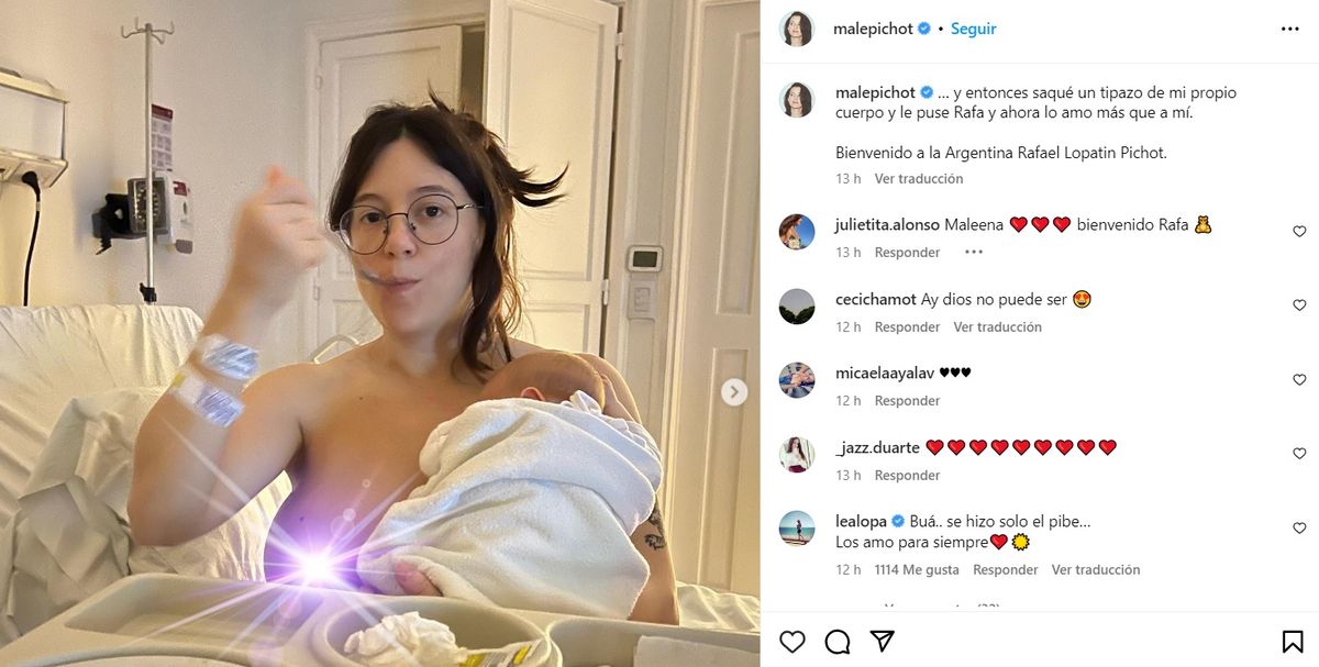 Malena Pichot presentó a su hijo con una particular foto y reveló su