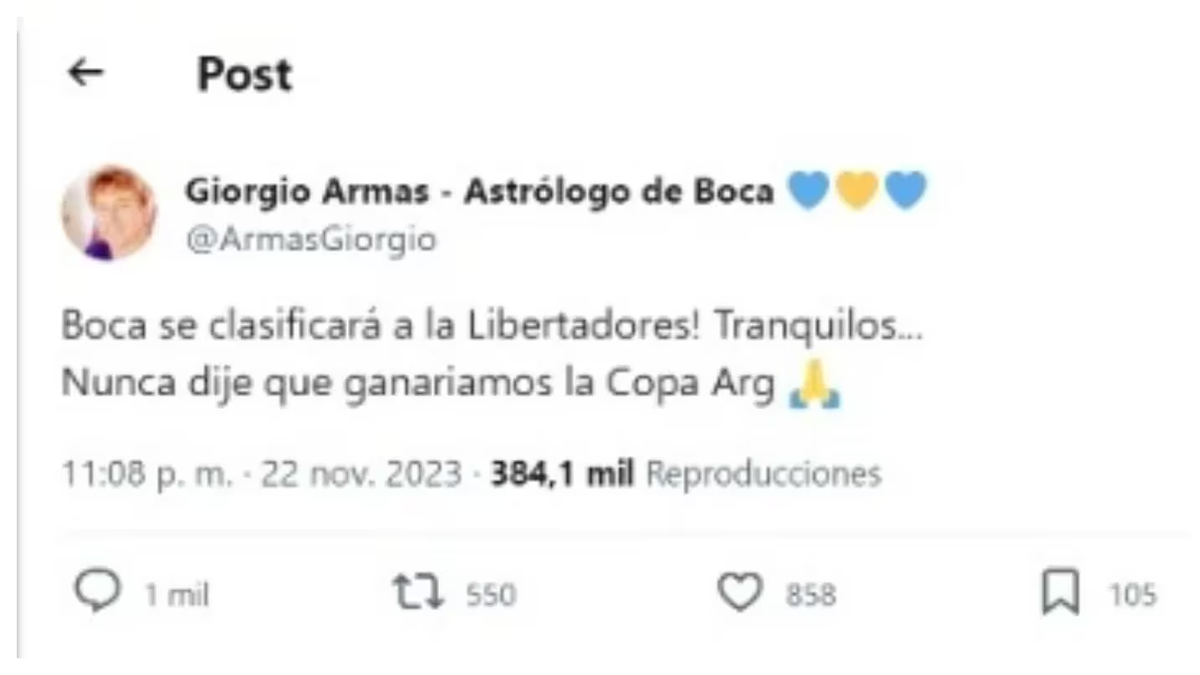 La predicción del astrólogo de Boca que ilusiona a los hinchas tras la