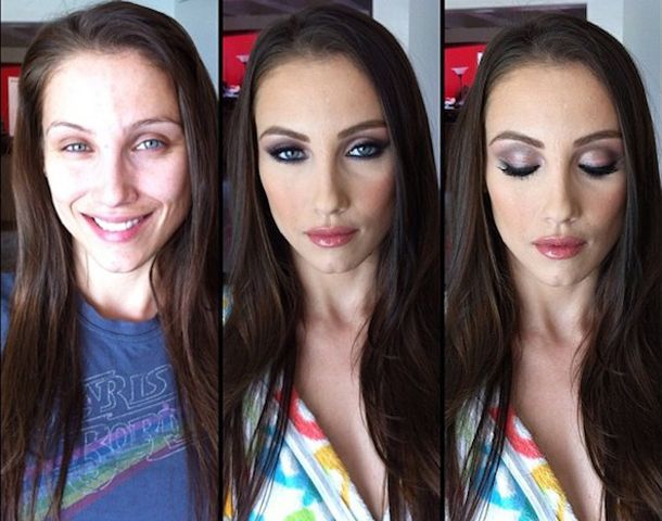 Celeste Star, sin y con maquillaje.