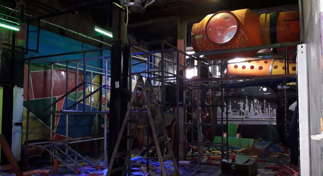 Así quedó el salón de fiestas Faroland Eventos tras la venta de su mobiliario (Foto: Faroland Eventos)