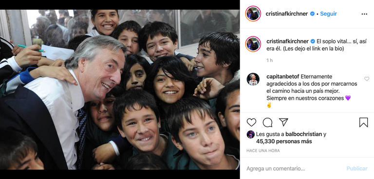 Cristina Kirchner lo recordó a través de Instagram