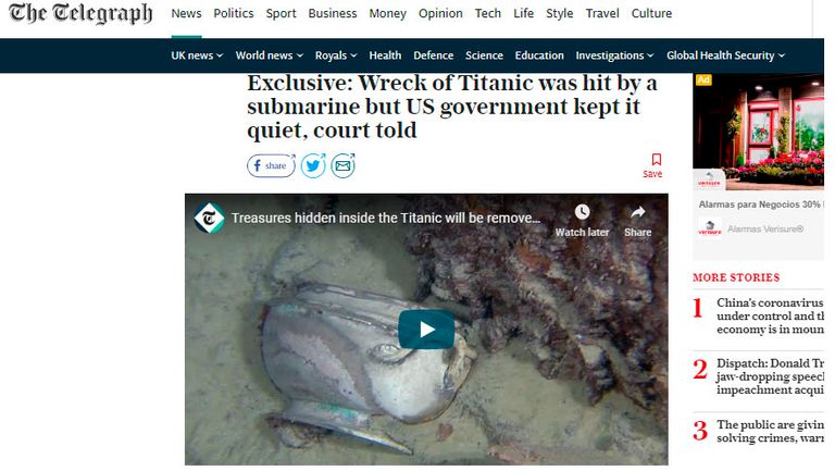 The Telegraph tuvo la primicia del choque de un submarino con el Titanic
