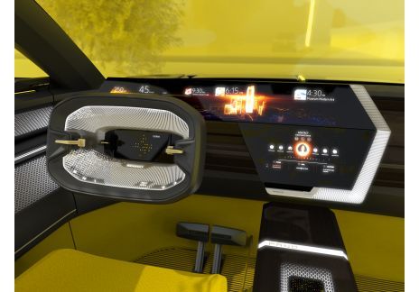 Renault MORPHOZ. La pantalla OLED reagrupa informaciones de conducción, de navegación y de entretenimiento