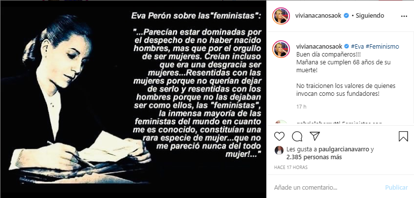 Viviana Canosa citó frases de Eva Perón para manifestarse en contra de la  legalización del aborto