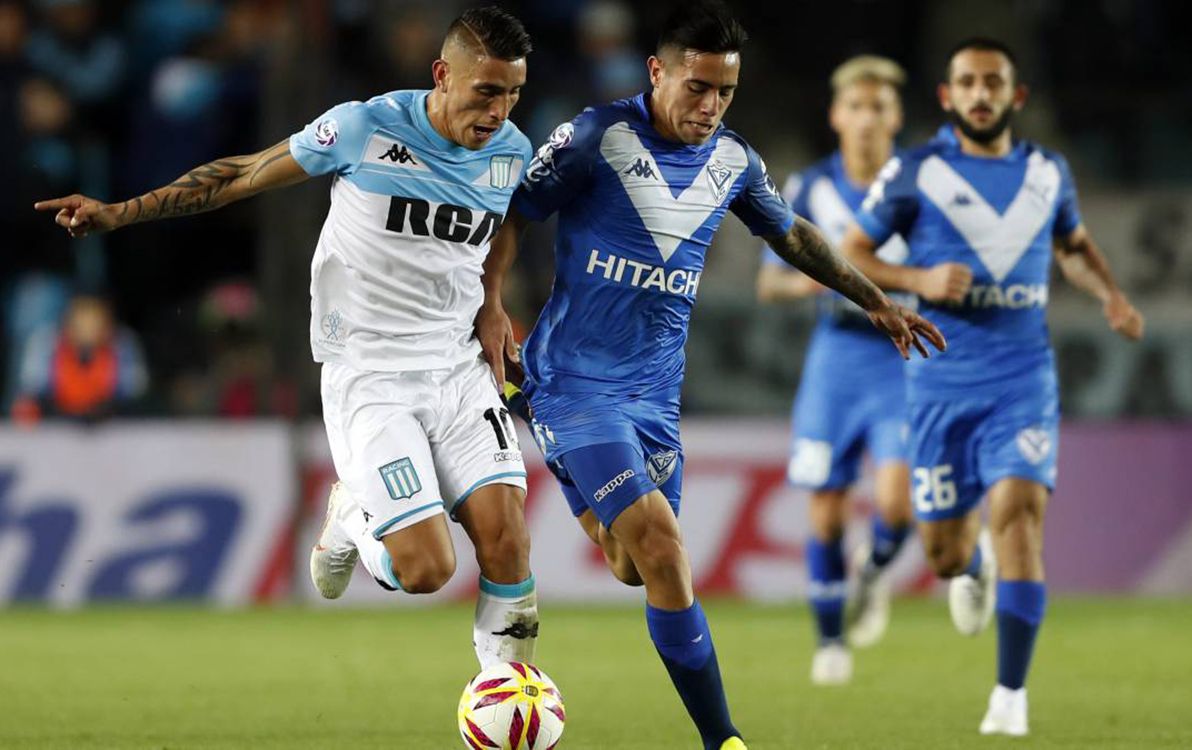 Buenos Aires: Lisandro López festeja su gol, el primero a favor de Racing, que supera a Godoy Cruz por 2 a 0, a los 34 minutos del partido que cierra la 19na fecha de la Superliga. Foto: Alfredo Luna/Télam/da 18022019 catalogadora: Mariana Torres