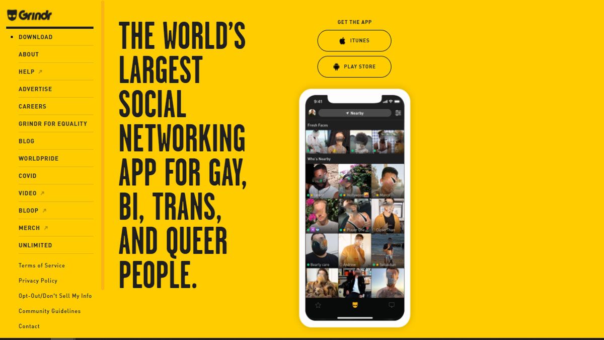La presentación de la aplicación Grindr. Está en el medio de la disputa entre diferentes sectores de la Iglesia Católica y el apoyo o críticas al Papa Francisco (Foto: Página oficial de Grindr)