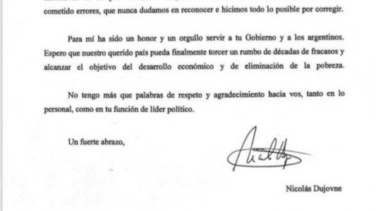 ¿Qué dice la carta de renuncia de Nicolas Dujovne al ministerio de Economía?