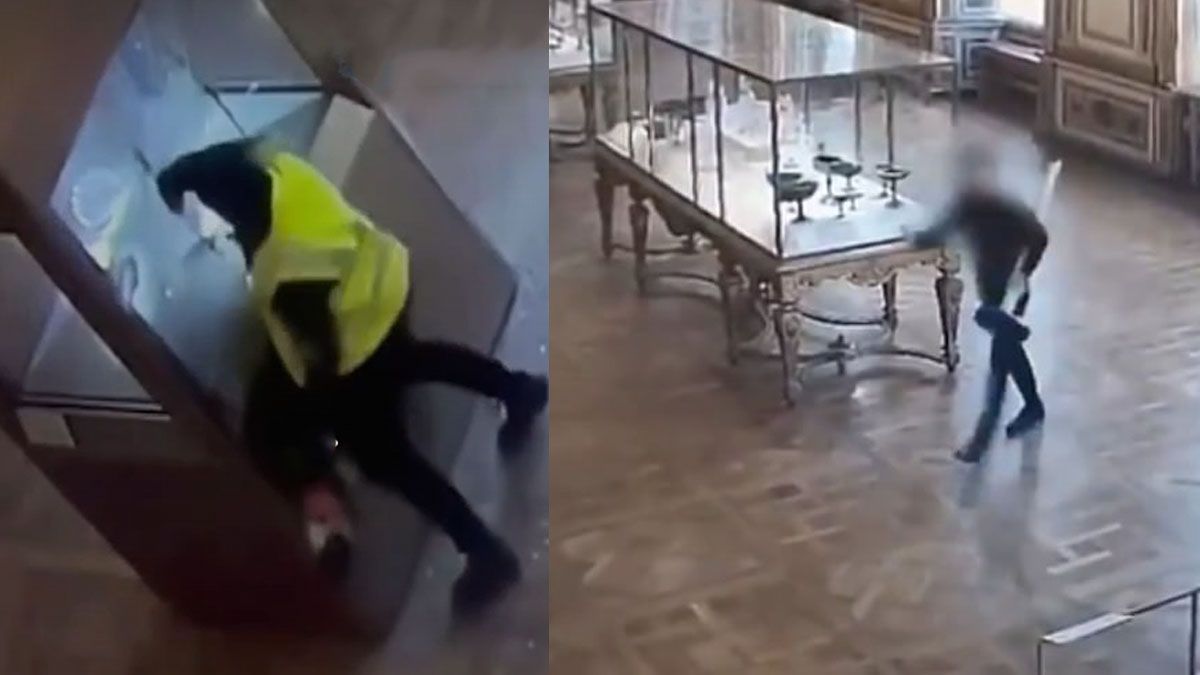 Las nuevas imágenes muestran la impunidad que tuvieron los ladrones del Museo del Louvre. (foto: Captura de TV)
