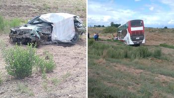 Un colectivo que trasladaba hinchas de River a Mendoza chocó contra un auto y una mujer falleció. (Foto: Ministerio de Seguridad de Mendoza) 
