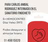 Solicitan donantes de sangre para Carlos Aníbal Rodríguez