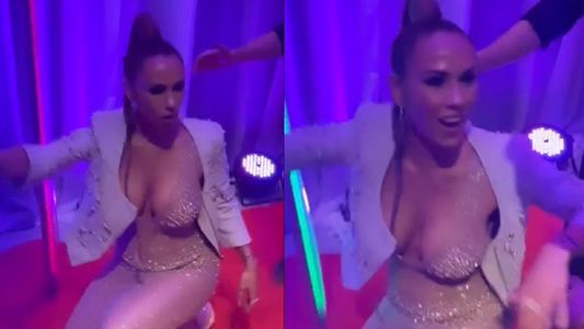 El video del tropezón y caída de Barby Silenzi en el cumple de Sol, la hija de Karina La Princesita y El Polaco