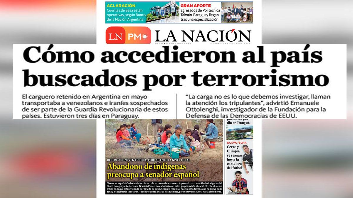 En paraguay cuestionan la falta de investigación sobre la tripulación del vuelo de Emtrasur que llegó desde Venezuela (Foto: Diario La Nacion de Paraguay)