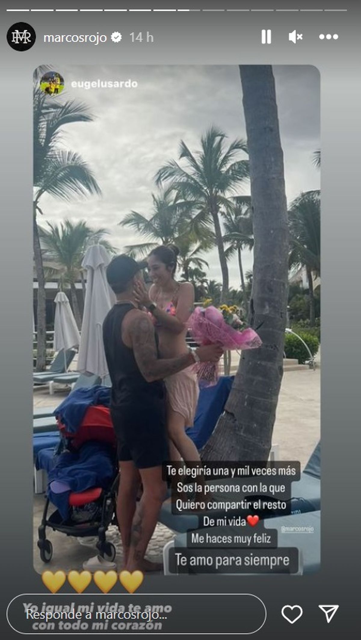 Las fotos de la romántica propuesta de casamiento de Marcos Rojo: Soy el  más feliz del mundo