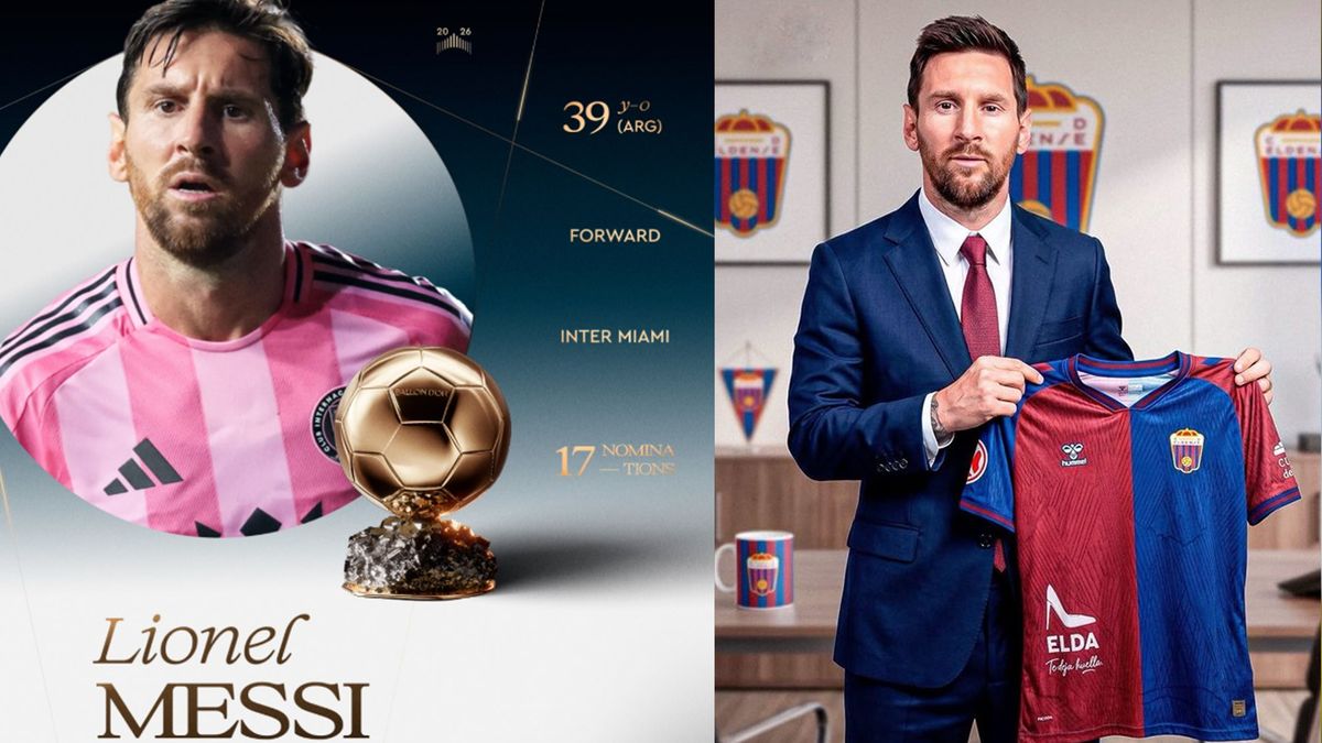 Dos caras de Leo Messi luego del mundial. Nominado para un posible noveno balón de oro. También como empresario y el acuerdo para ser propietario de un club español. (Foto: France Football e Inteligencia Artificial) Dos caras de Leo Messi luego del mundial. Nominado para un posible noveno balón de oro. También como empresario y el acuerdo para ser propietario de un club español. (Foto: France Football e Inteligencia Artificial)