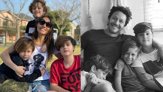 Benjamín Vicuña desfiló con sus hijos y Pampita lo celebró desde la primera fila