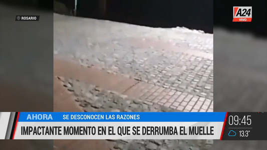 Así fue el momento del derrumbe de un muelle en Rosario