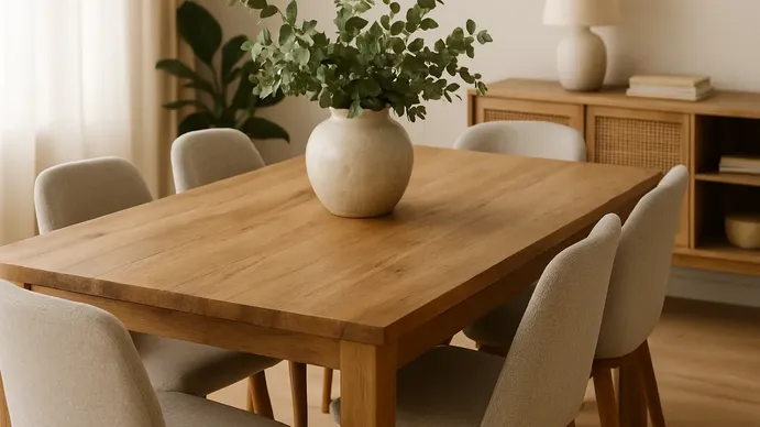 La mesa de madera vuelve al centro de la casa y desplaza al vidrio en decoración