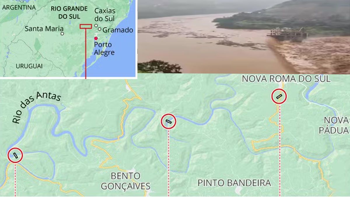 El desborde de los ríos afectó a varias represas en el estado de Río Grande do Sul (Foto: gentileza O Globo).
