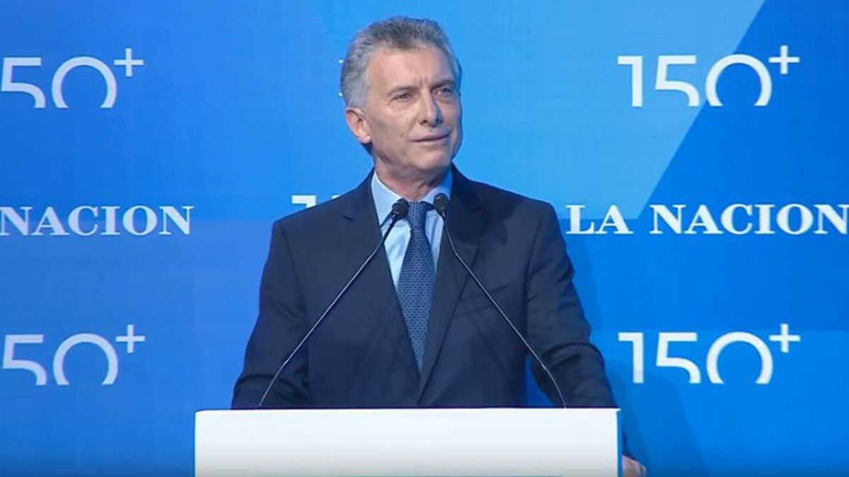 Macri en el acto de celebración de los 150 años de La Nación
