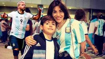 Gianinna Maradona y Benjamín viajaron a Brasil y le dieron suerte al Kun Agüero
