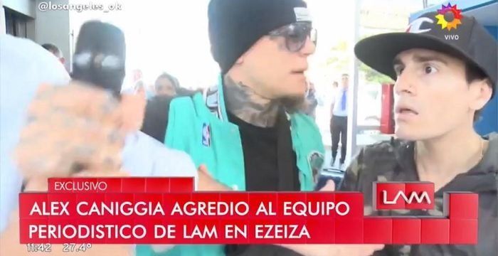Fuerte agresión de Alex Caniggia a un equipo periodístico de LAM: “Tomatelá, no molestés”