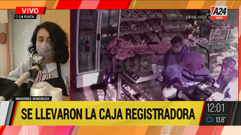 Violento robo en 15 segundos a una panadería en La Plata. (Captura de Tv) Violento robo en 15 segundos a una panadería en La Plata. (Captura de Tv)
