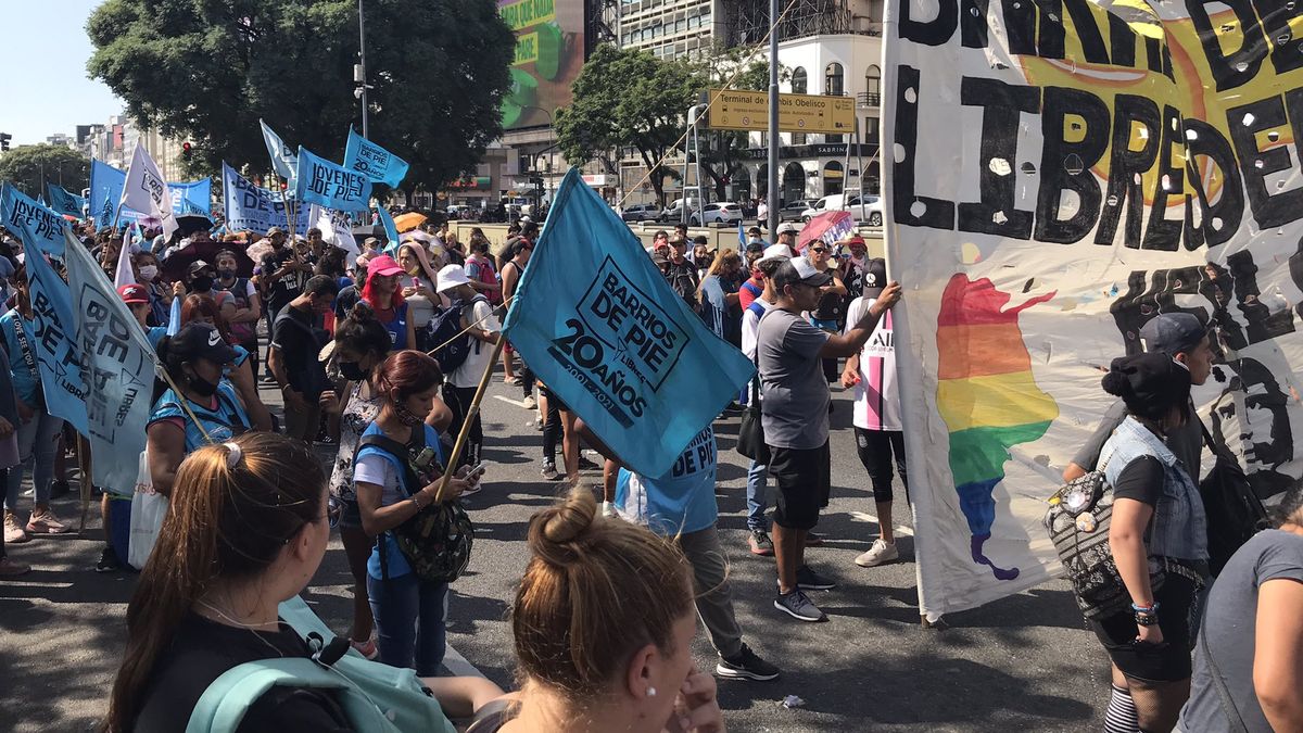 Imagen de la última protesta de los movimientos piqueteros en el centro de la Ciudad de Buenos Aires.&nbsp;