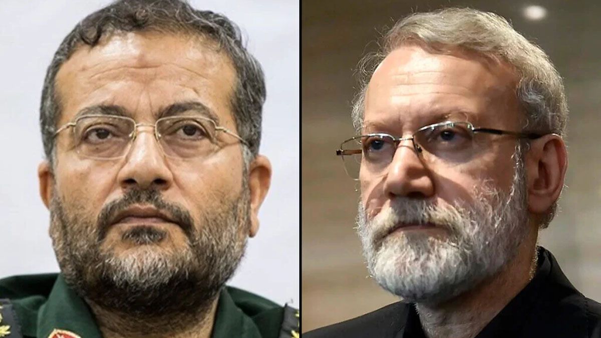 Gholamreza Soleimani , a la izquierda, y Ali Larijani. Las dos figuras iraníes asesinadas por Israel. (Foto: Times of jerusalem)