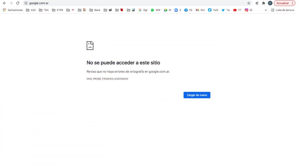 Así se ve ahora el sitio google.com.ar