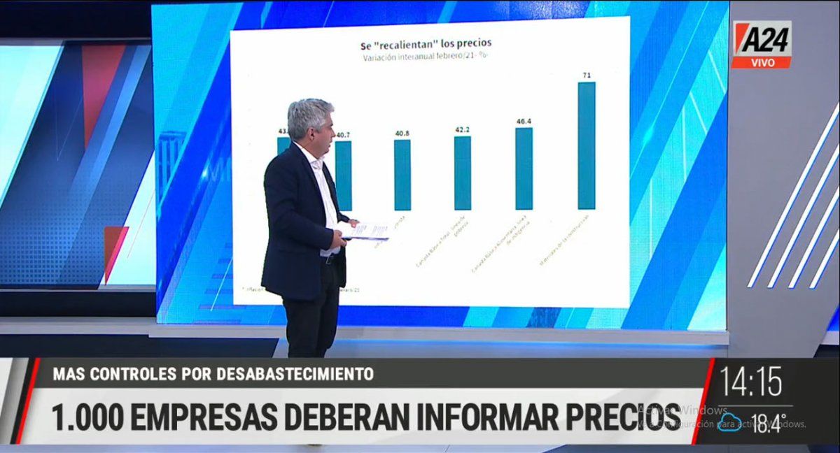 La secretaría de Comercio quiere tener un control sobre la estructura de costos y precios de las empresas (Foto: Captura de TV)&nbsp;