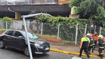 Constitución: dos mujeres quedaron atrapadas tras la caída de un poste sobre un auto