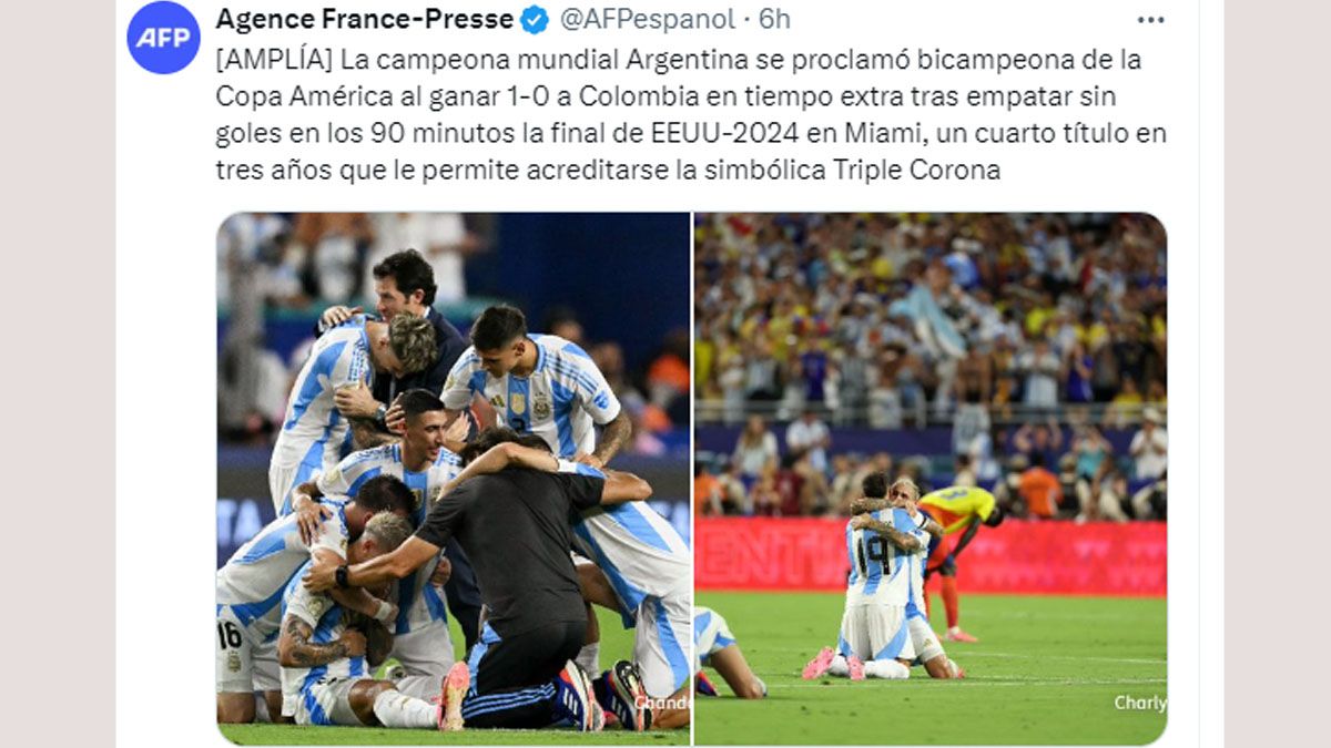 la Agencia francesa AFP y el triunfo de la Scaloneta. (Foto: AFP)