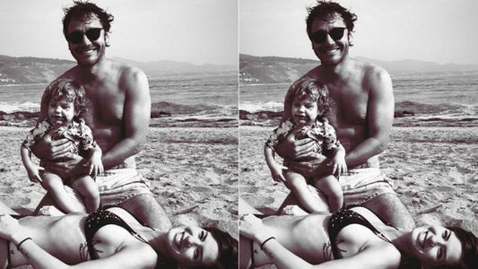 La tierna postal familiar de La China Suárez, Benjamín Vicuña y Magnolia en el mar