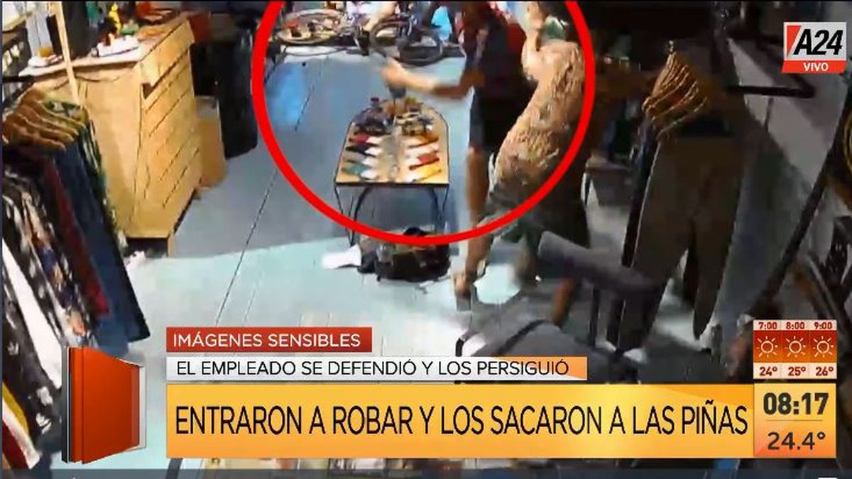 Palermo: así se defendió de un robo a su local de ropa. (Captura de Tv)