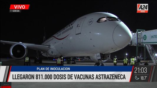 Llegó el primer envío de AstraZeneca desde México con 811.000 vacunas