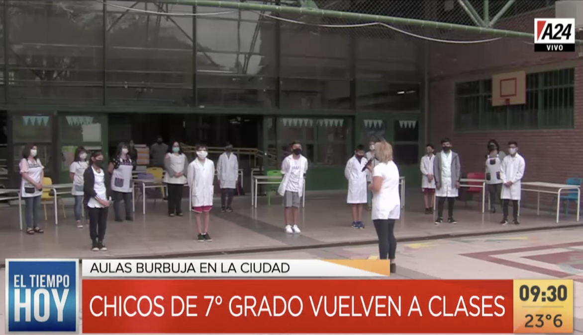 Así volvieron a las clases en aulas burbuja los alumnos de séptimo grado de las escuelas de la Ciudad