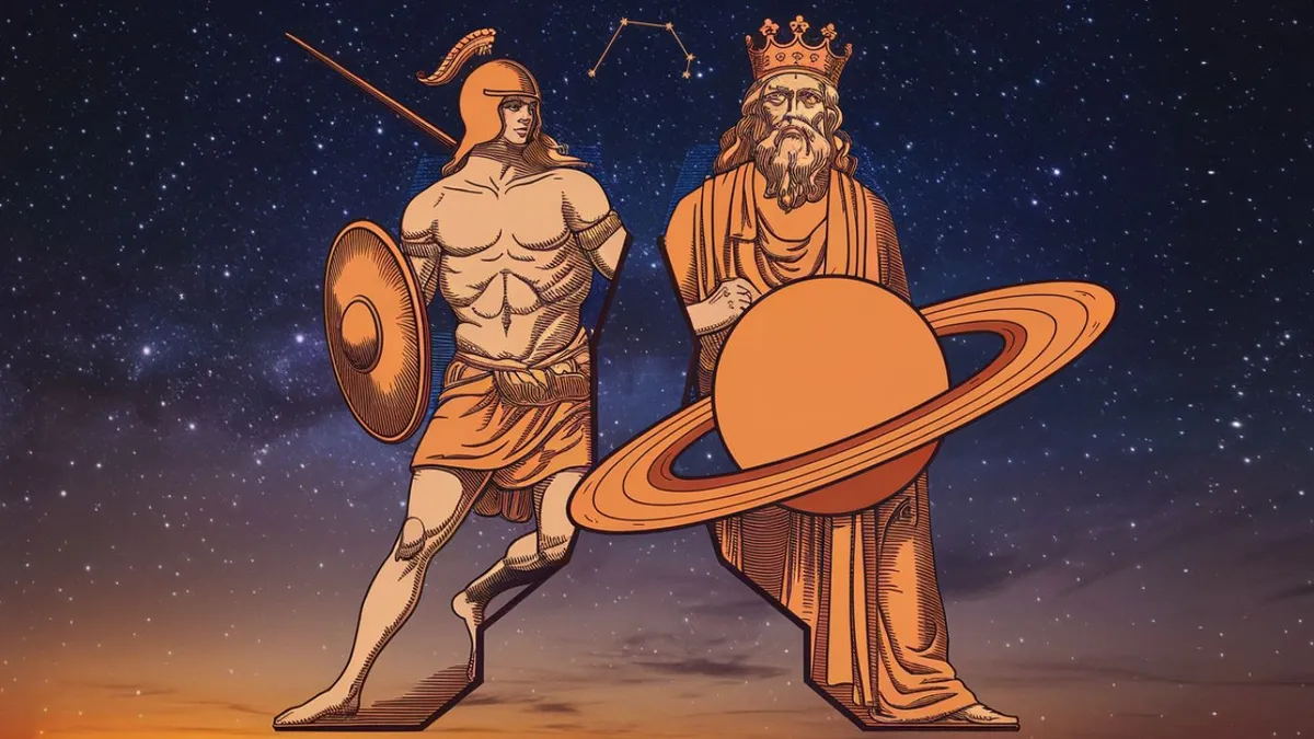 A veces el límite no es freno, es protección. Foto: Ideogram/Marte se acerca a Saturno.