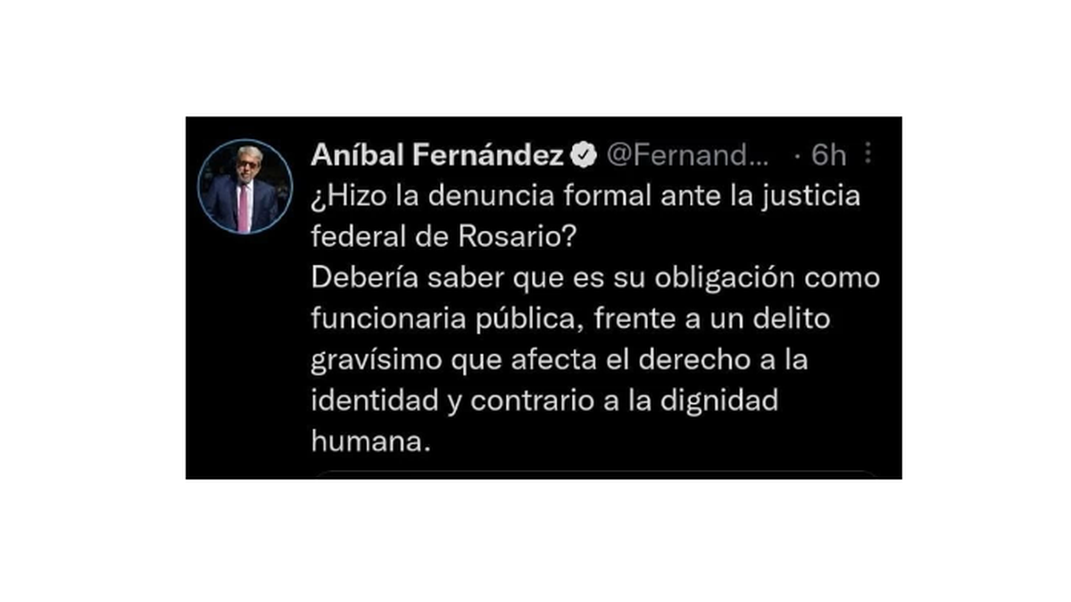 Carolina Losada denunció que en Rosario se venden bebés y Aníbal Fernández la cruzó en Twitter