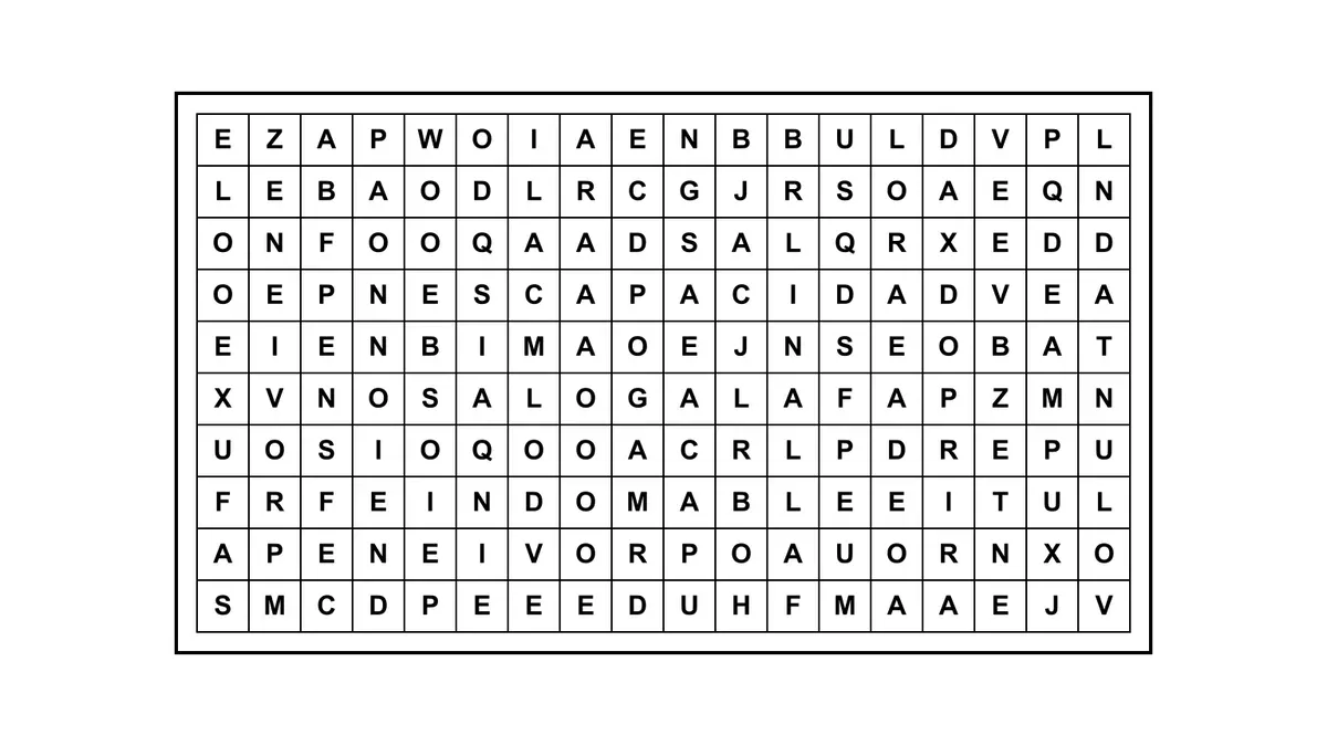 Encontrá la frase escondida en una sopa de letras con una matriz de 10 por 18