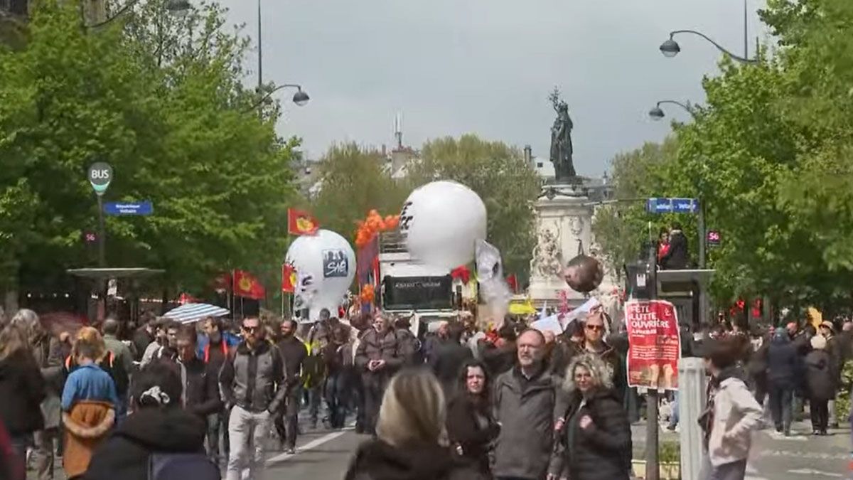 En París, marchas este día internacional del trabajador contra la reforma previsional. (Foto: Gentileza RTVE)