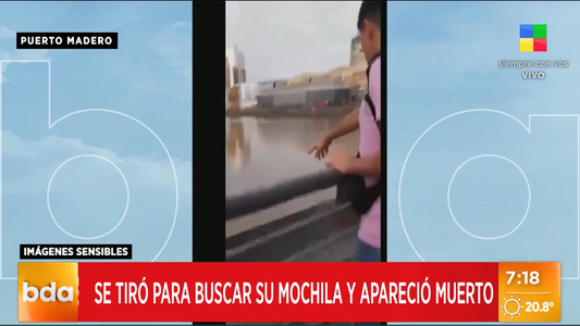 Puerto Madero: un joven se tiró al río para recuperar su mochila y murió ahogado