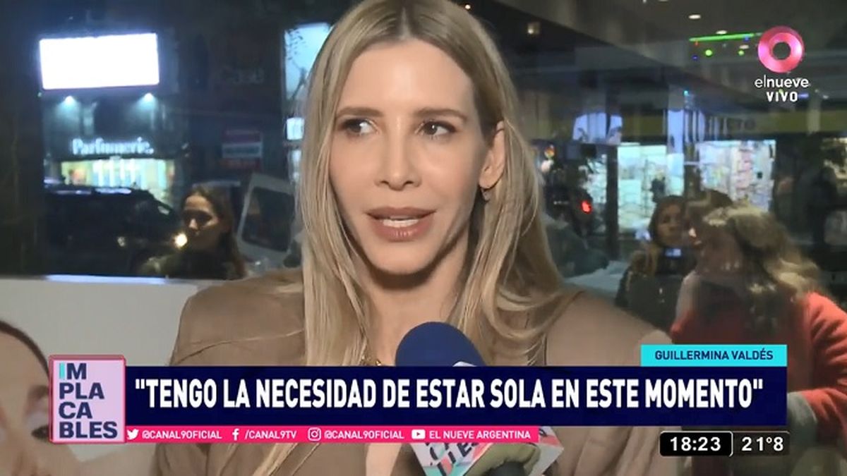 Guillermina Vald&eacute;s asegur&oacute; que est&aacute; sola en este momento de su vida, a s&oacute;lo un par de meses de su separaci&oacute;n de Marcelo Tinelli.&nbsp;