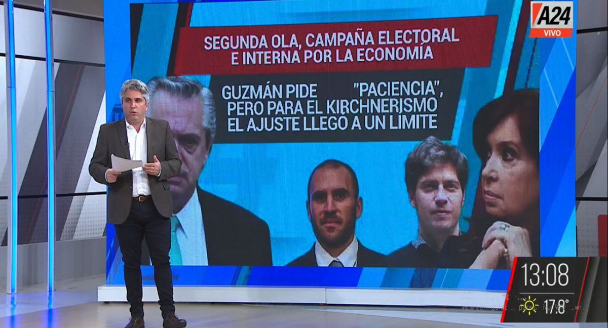 Sigue la polémica entre el ministro Guzmán y el kirchnerismo por el ajuste fiscal o volver a aumentar el gasto social&nbsp; (Foto: Captura de TV)