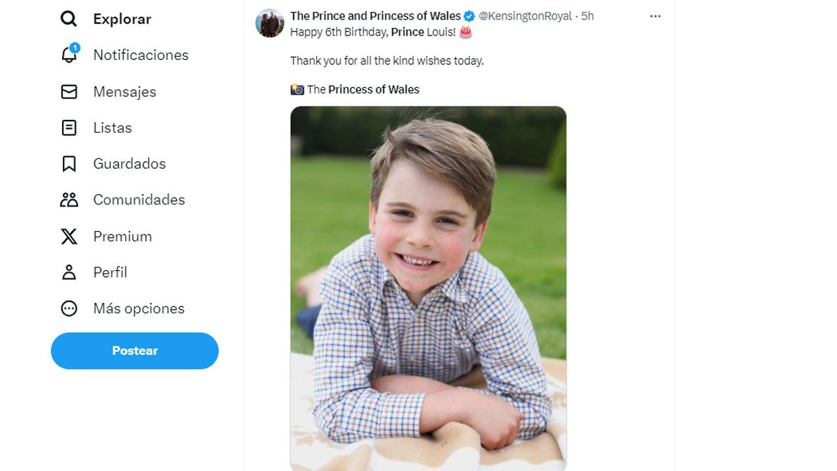 El mensaje de los pr&iacute;ncipes de Gales por el sexto cumplea&ntilde;os de su hijo menor (Foto: cuenta de X de los pr&iacute;ncipes de Gales).