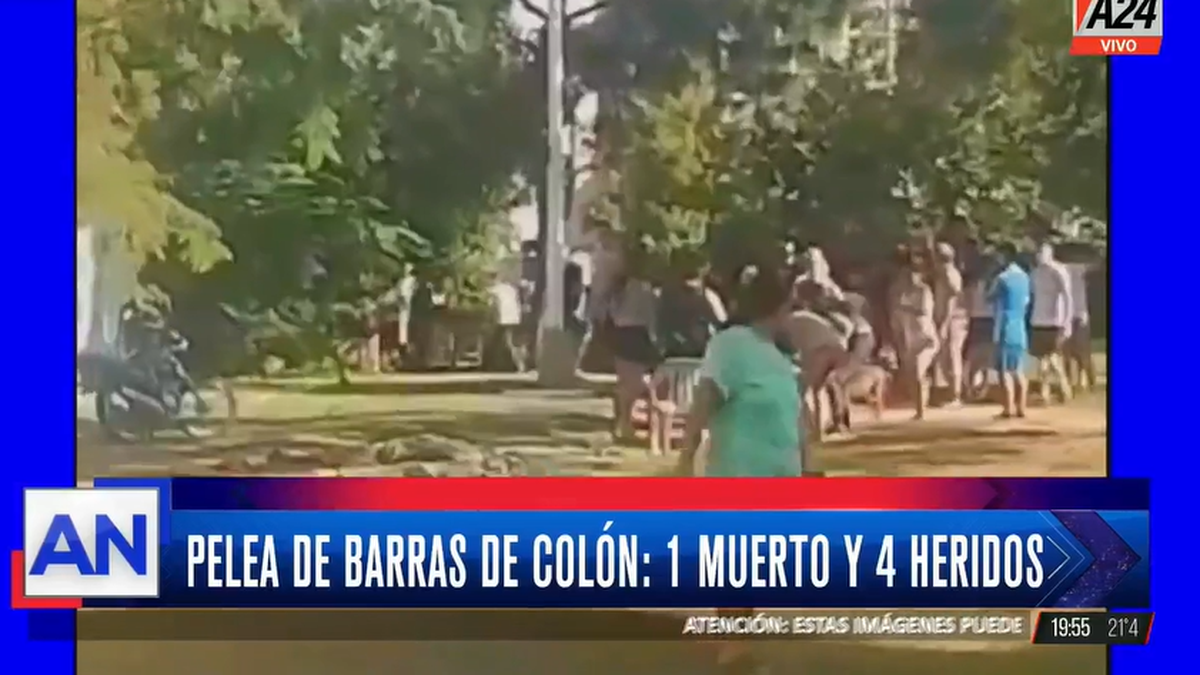 Brutal pelea entre barrabravas de Colón. (Foto: captura A24)