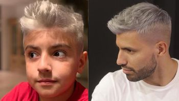 El hijo de Gianinna Maradona y el Kun Agüero se tiñó el pelo igual que su papá