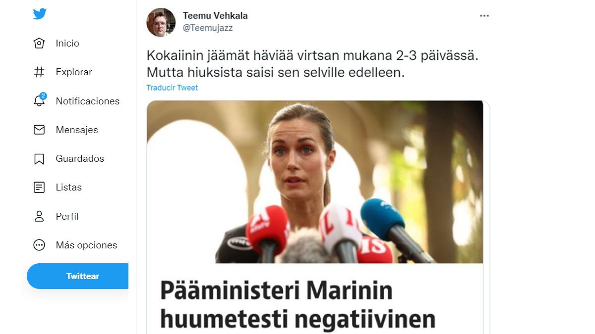 Teemu Vehkala: Uno de las personas señaladas como partícipes en la campaña para desprestigiar a la primera ministra de Finlandia (Cuenta oficial de Twitter de Teemu Vehkala)
