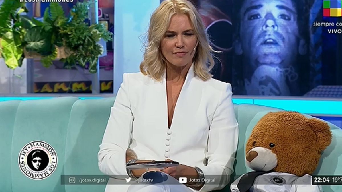 Valeria Mazza en su visita a Los Mammones, en la pantalla de Am&eacute;rica TV, durante 2021.&nbsp;