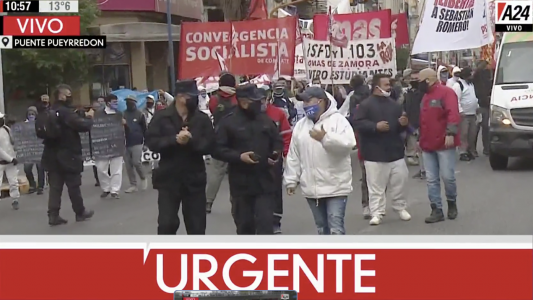 Piquete en plena pandemia: trabajadores de un frigorífico bloquean la subida al Puente Pueyrredón